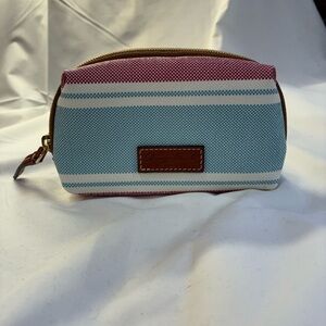 Dooney & Bourke Striped Canvas Cosmetic Pouch - Blue & Pink
